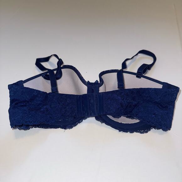 Victoria’s Secret Dream Angels Strapless Bra 36C Navy Blue Lace Push‑Up Grey - Picture 6 of 16